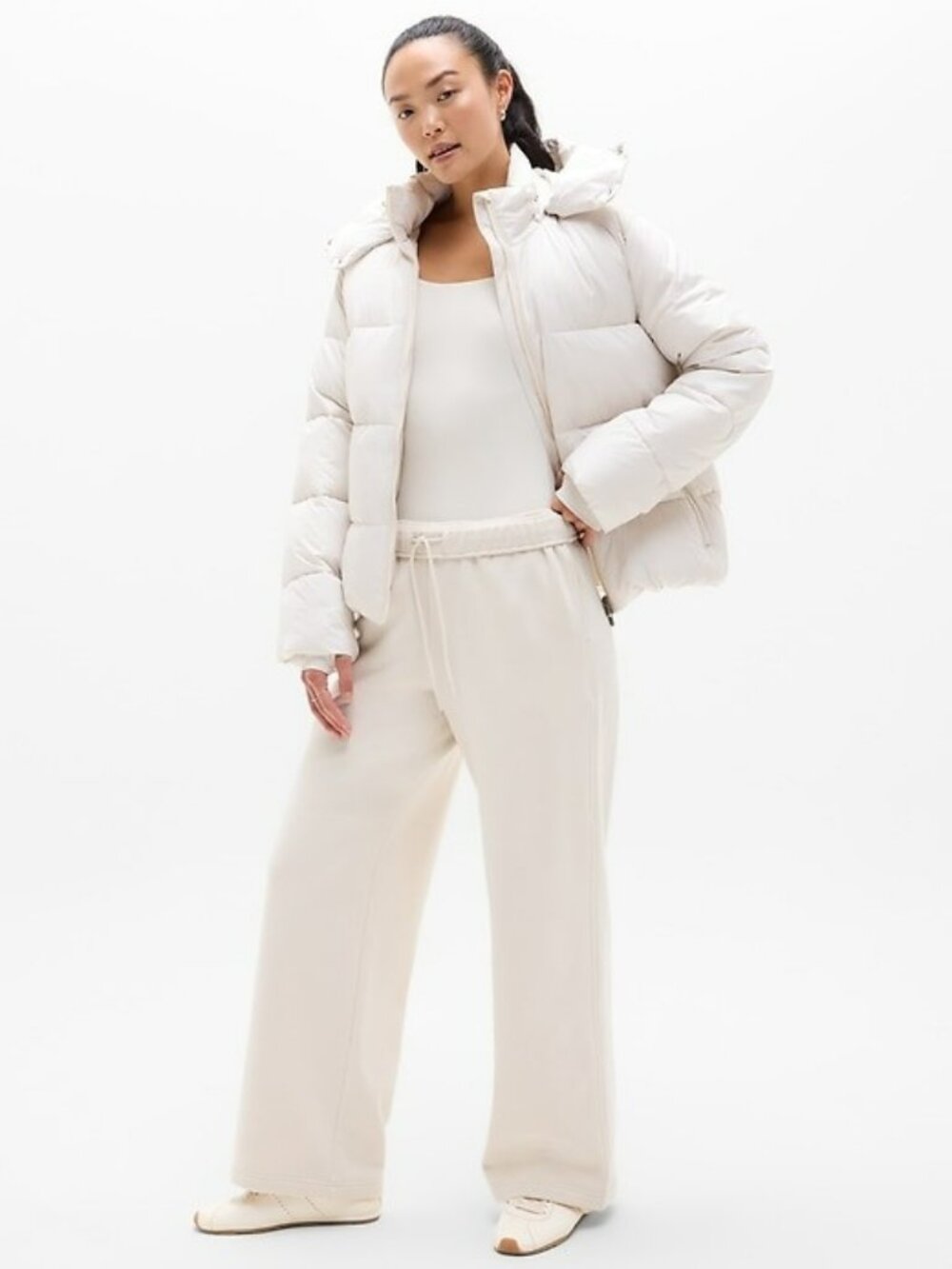 Athleta S Small Forever Fleece Wide Leg Bone Pants NWT! #767937